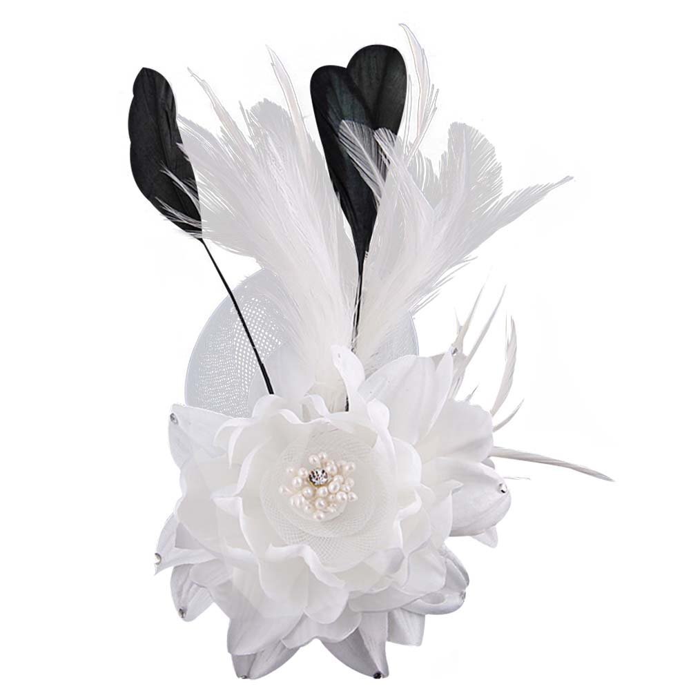 5234 Fascinator Hat For Women Flower Mesh Feathers Hair Clip Tea Party